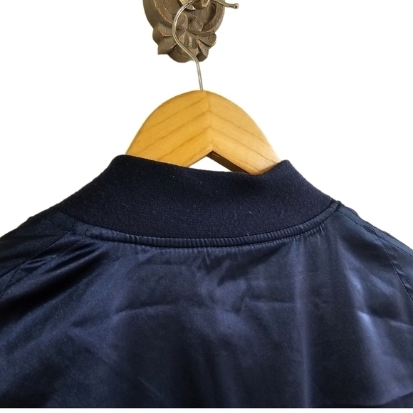 PacSun floral navy blue embroidered satin lined full zip jacket size sma… - Picture 9 of 14